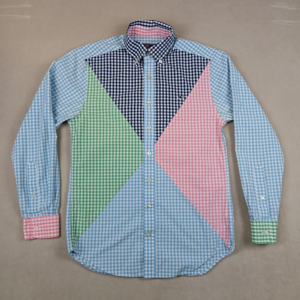 Vineyard Vines Small Mens Shirt Button Down Long Sleeve Slim Whale Has Defect - Picture 3 of 14